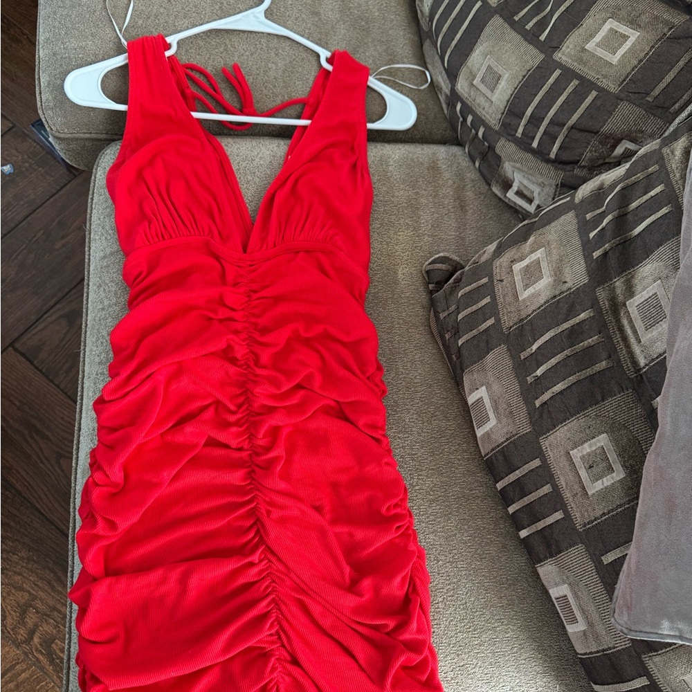 Vibrant Red Backless Dress
